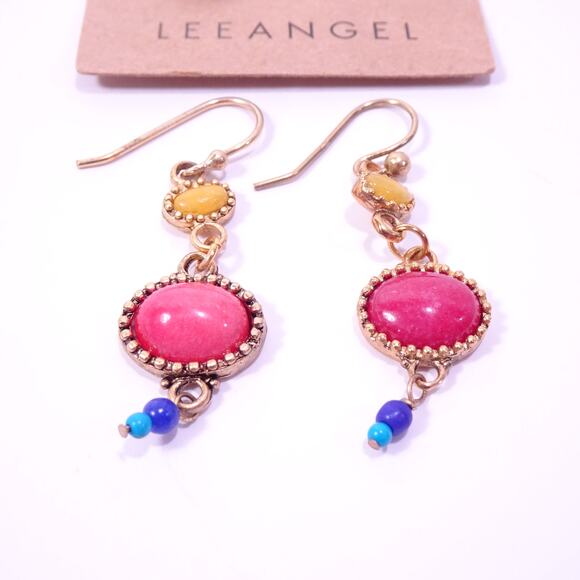 Copied - Neiman Marcus Majestic Cabochon Candy Color Drop Earrings NWT 115 - Picture 1 of 6